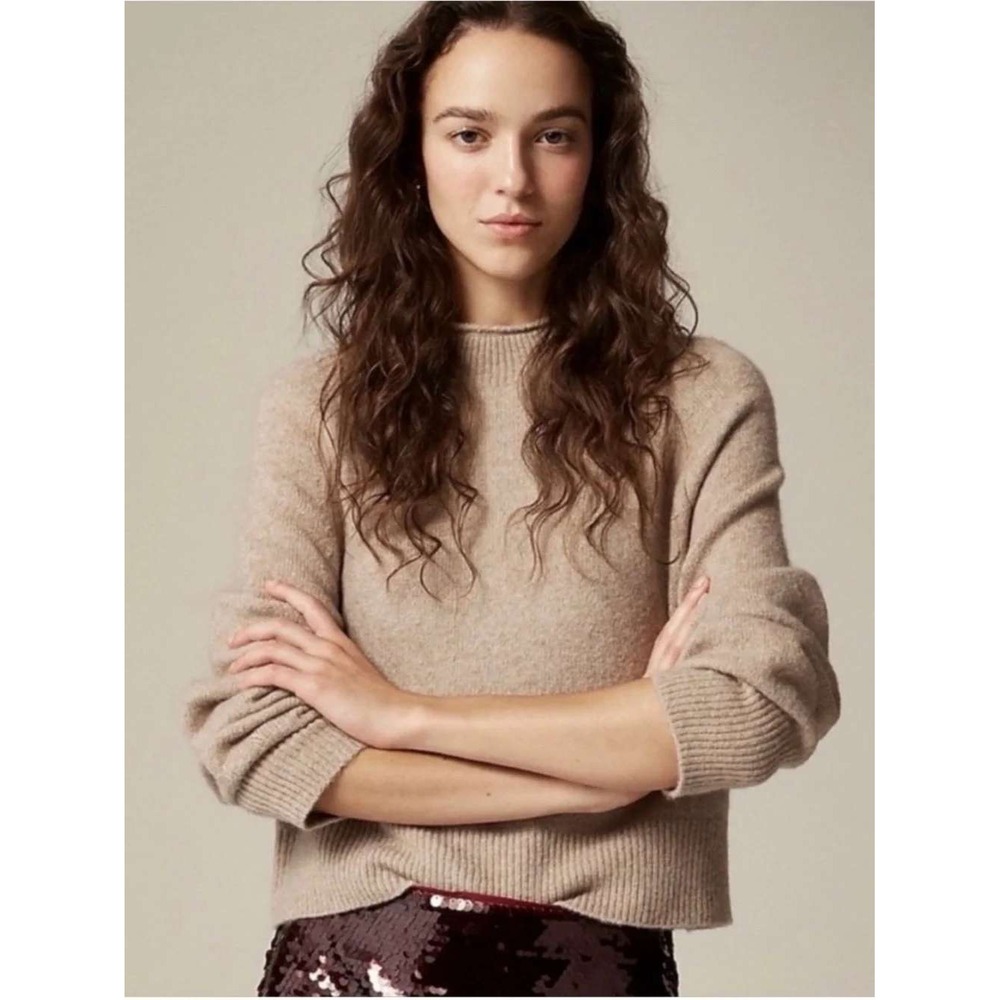 J Crew Mockneck Rollneck Roll Neck Sweater in Soft Yarn Minimalist Cozy Sweater